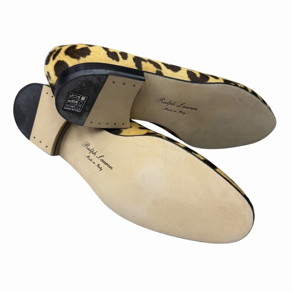 Ralph Lauren Purple Label NEW 11.5 D Calf Hair RL Script Alonzo Leopard Slippers main image 5